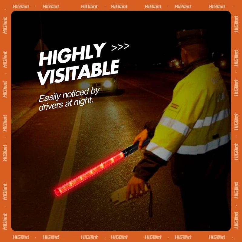 HiGiant Store [6 Pack] 21inch Traffic Wand, LED Traffic Control Baton, Red Light Wands with 2 Flashing Modes, Air Traffic Control Light with Side Clip for Parking Direct, Airport Safety - Image 2